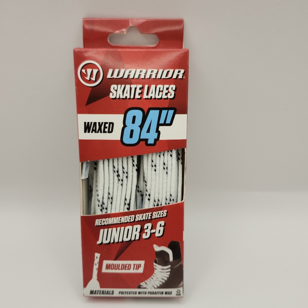 Warrior Skate Laces - Waxed -White 84" Junior 3-6, NIB Sealed